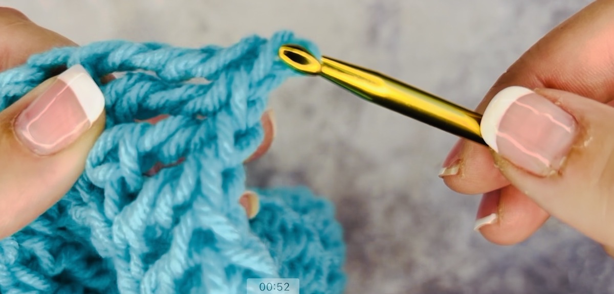 Step 6 to do a treble crochet: pull through