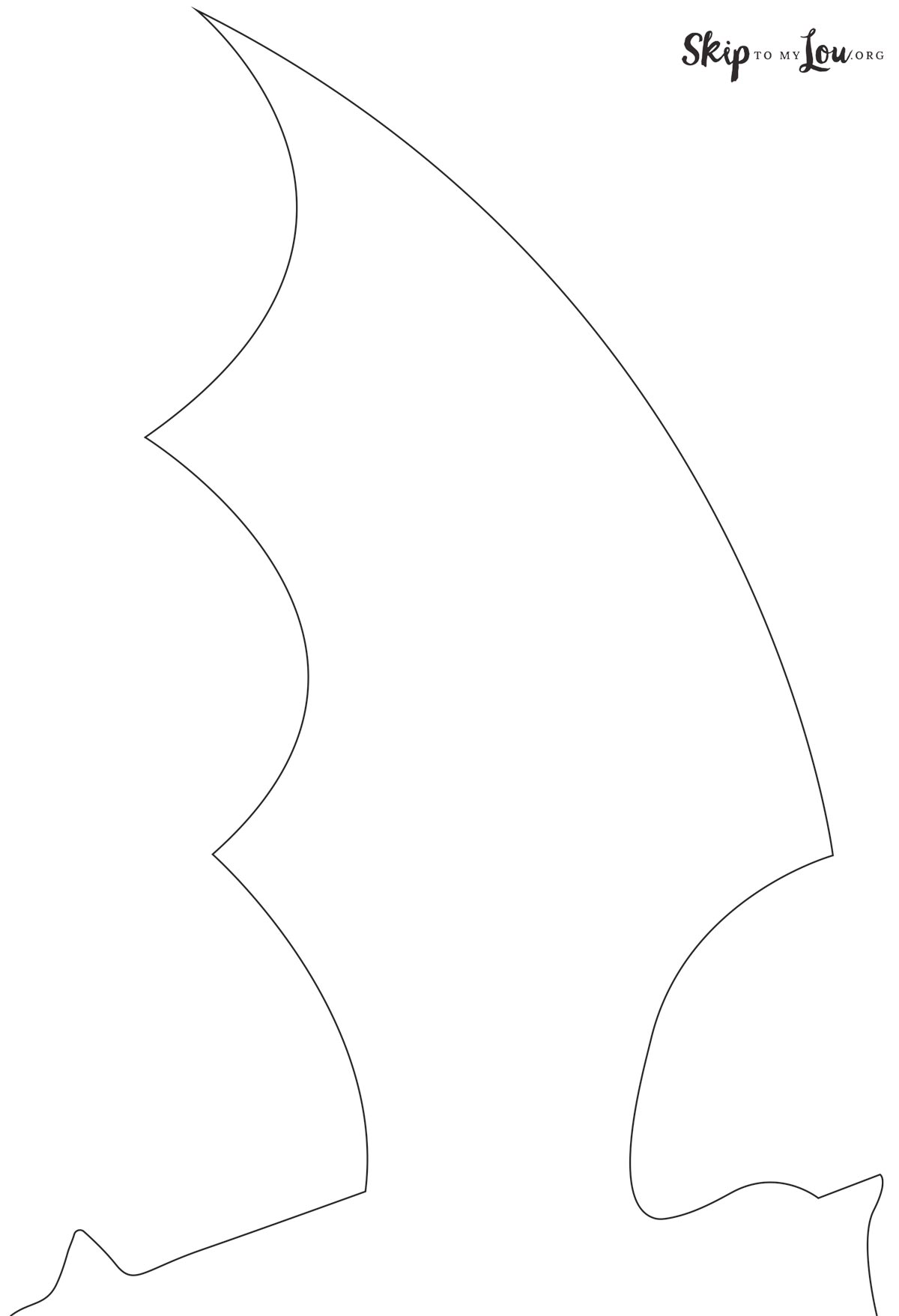 half bat with feet outline