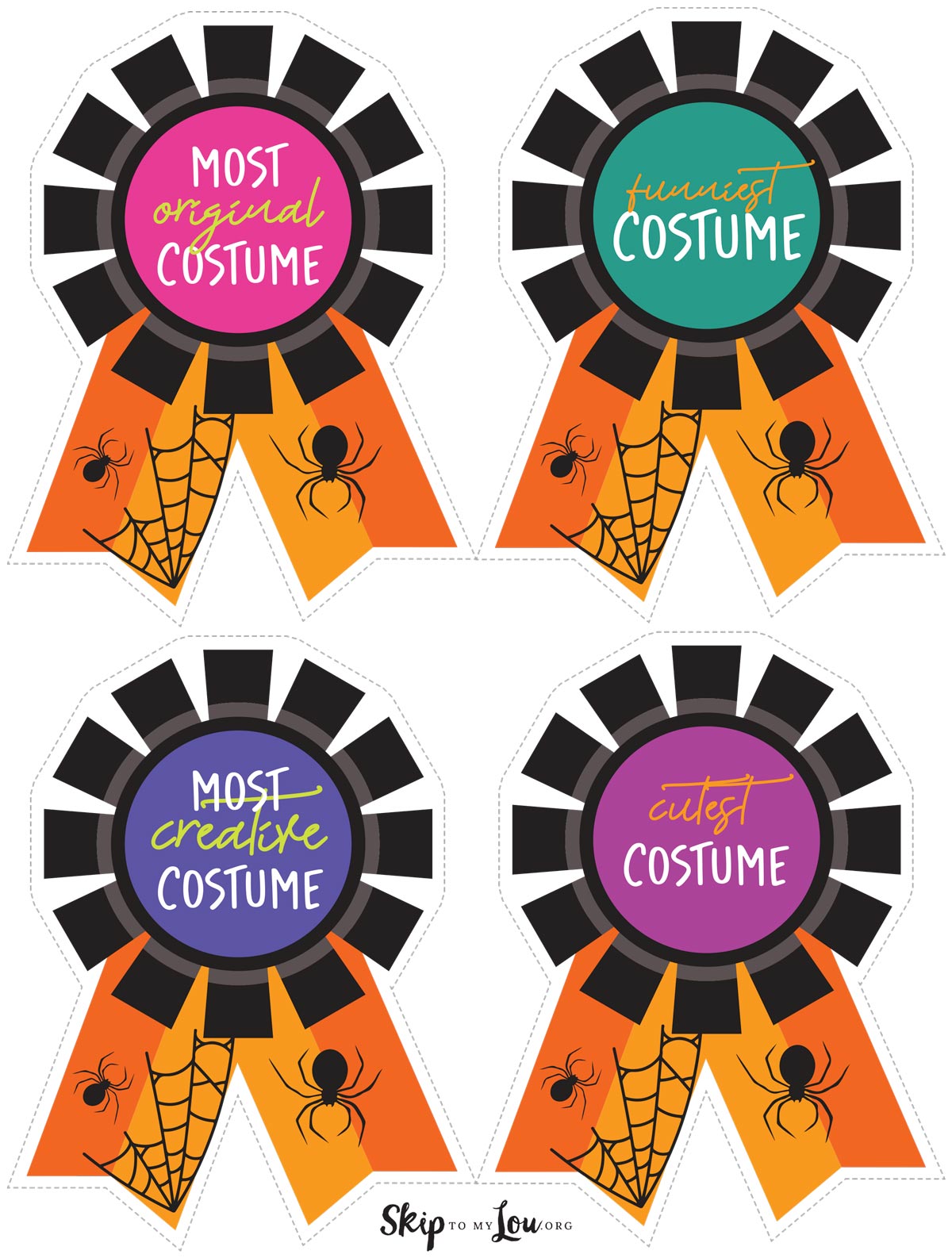printable costume awards: Most Original Costume Funniest Costume Most Creative Costume Cutest Costume