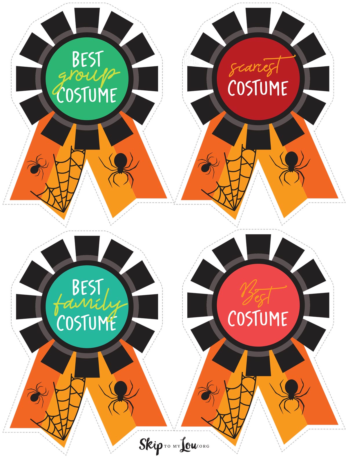 halloween badge awards for costume party: Best Group Costume Scariest Costume Best Family Costume Best Costume 