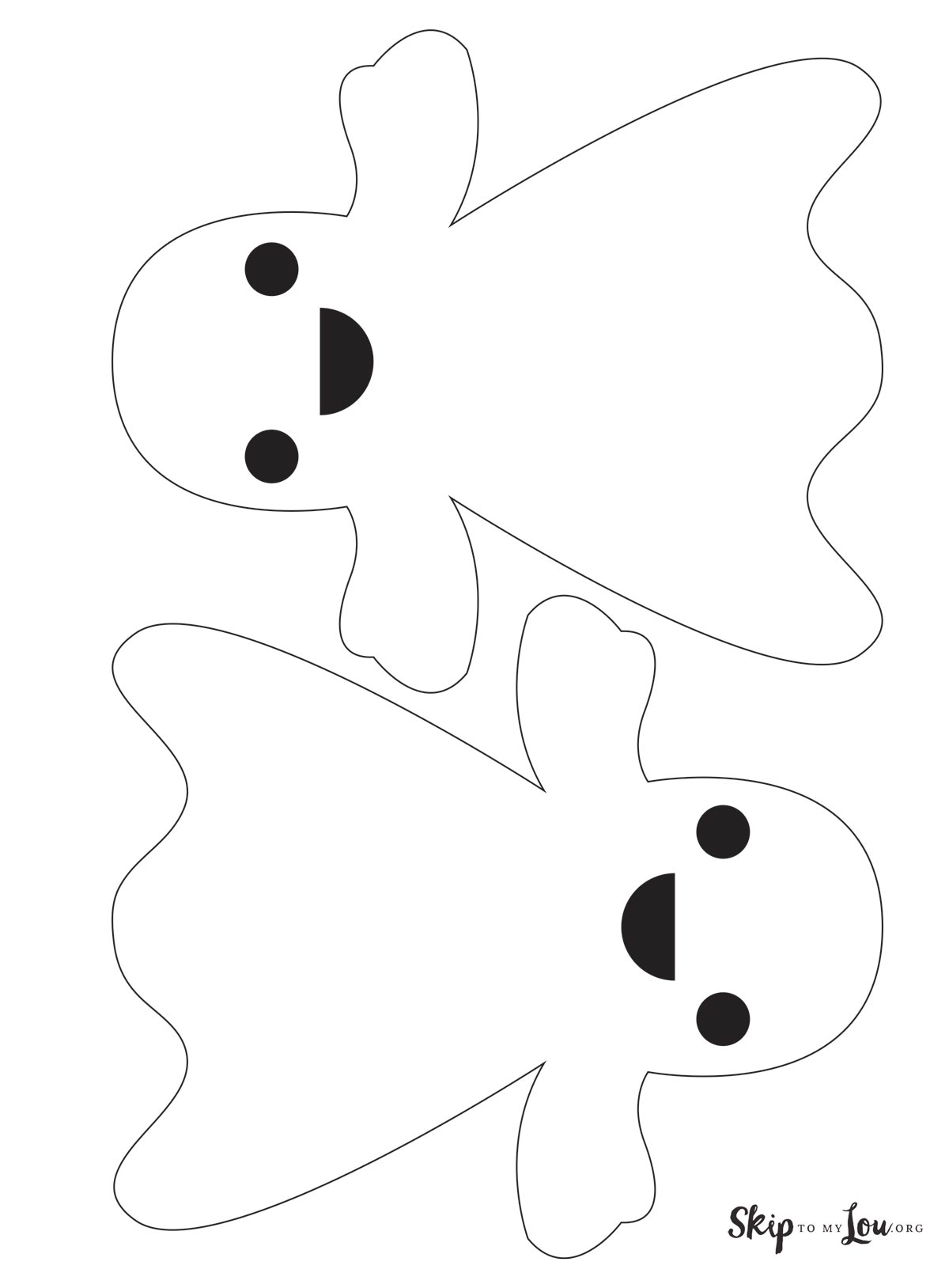 Two cute ghost template outline 