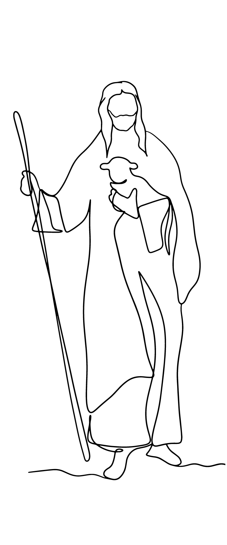 Christian Bookmark Coloring Page 1 - Line drawing of Jesus