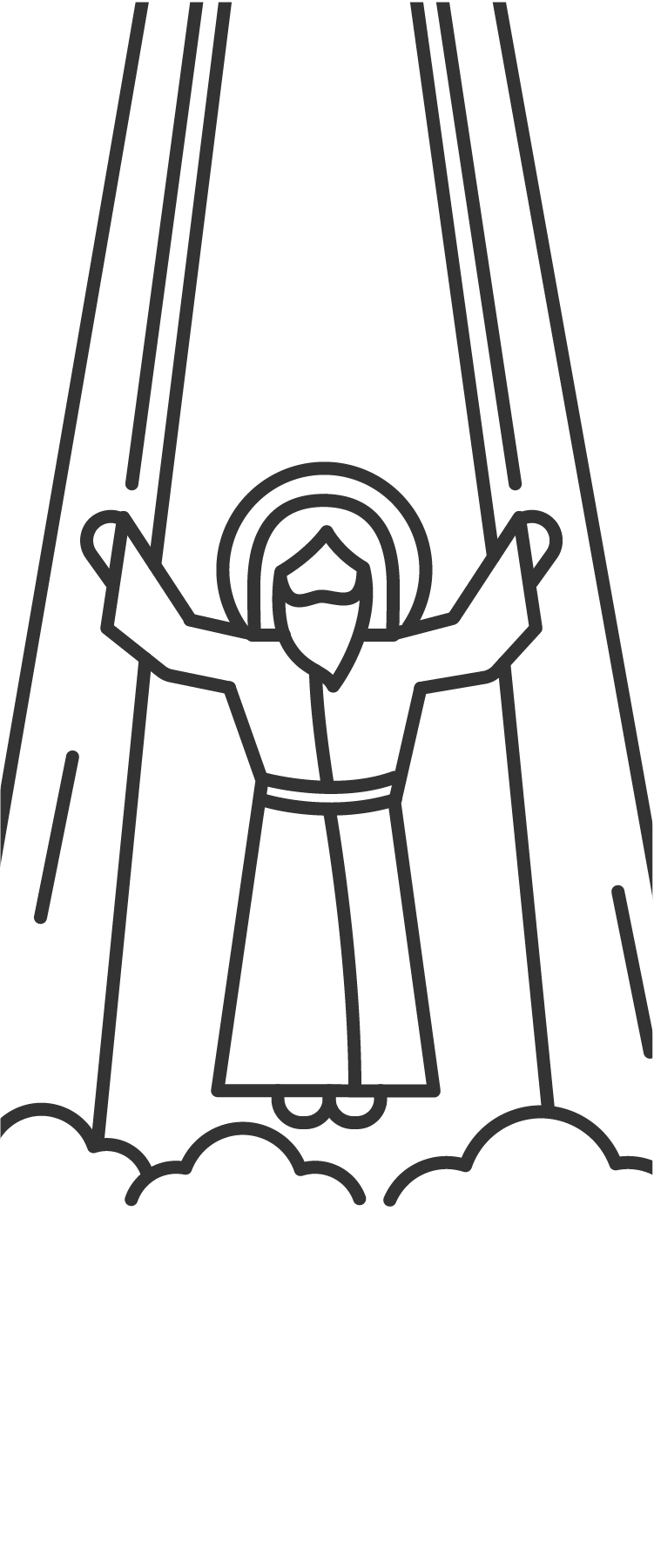 Christian Bookmark Coloring Page 3 - Line drawing of Jesus with arms raised