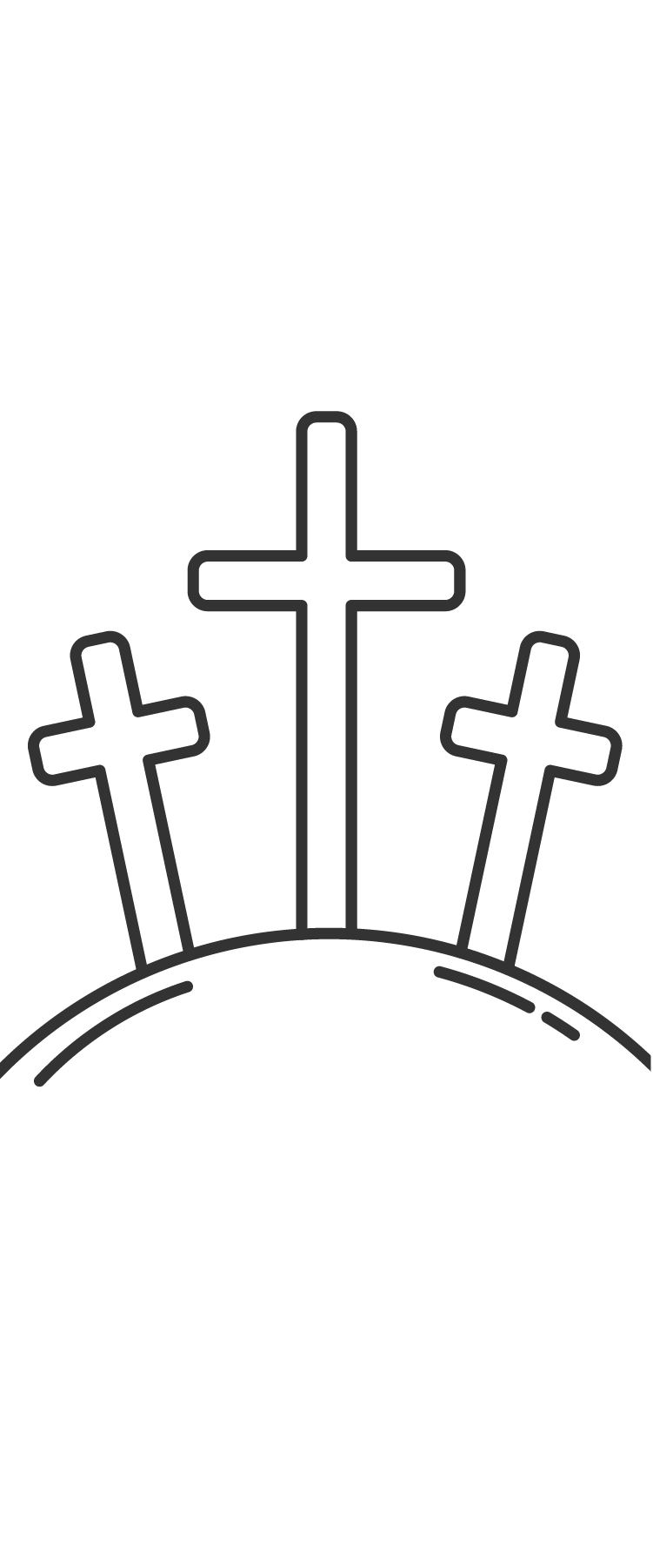 Christian Bookmark Coloring Page 4 - Line drawing of 3 crosses on a hill