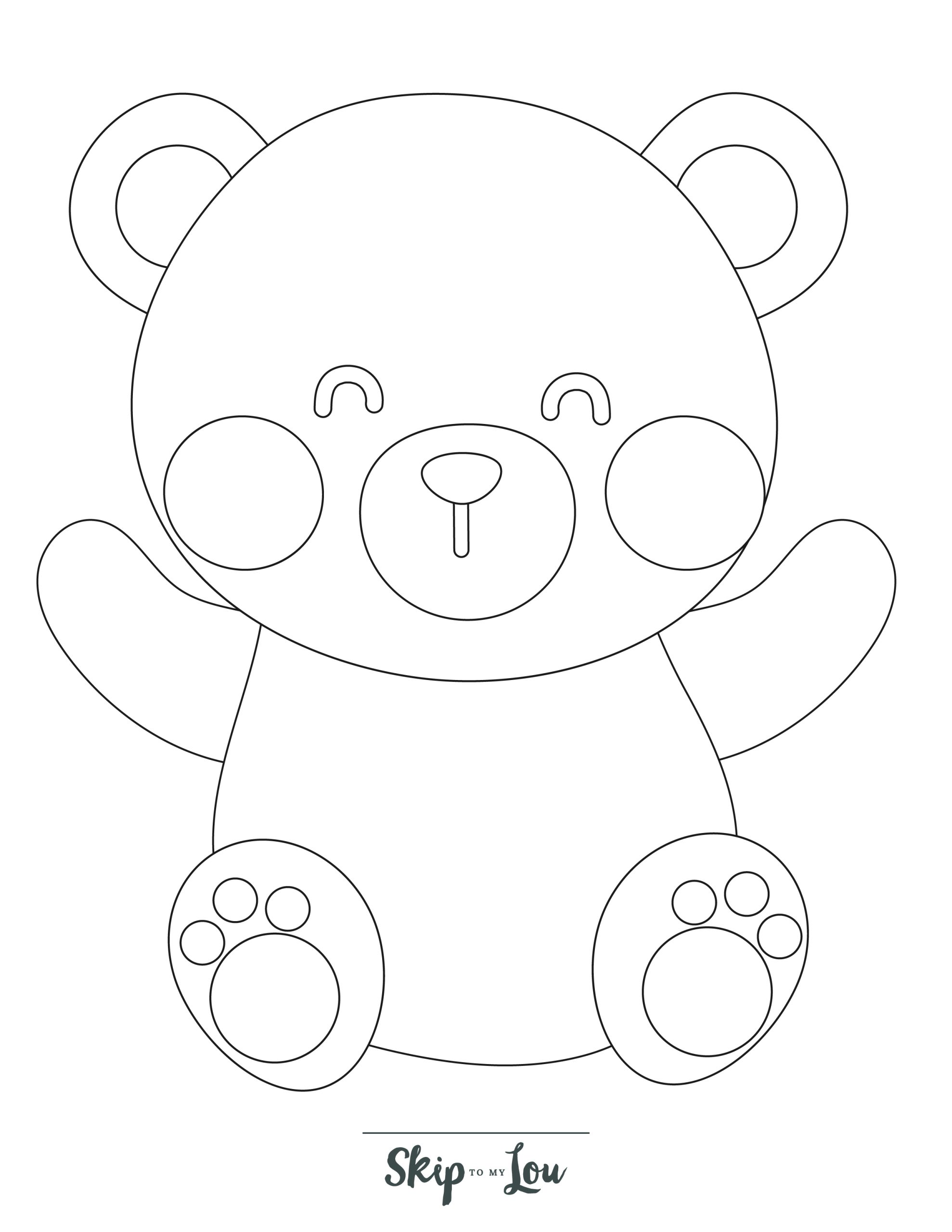 Preschool Coloring Page 11 - Simple line drawing of a teddybear 