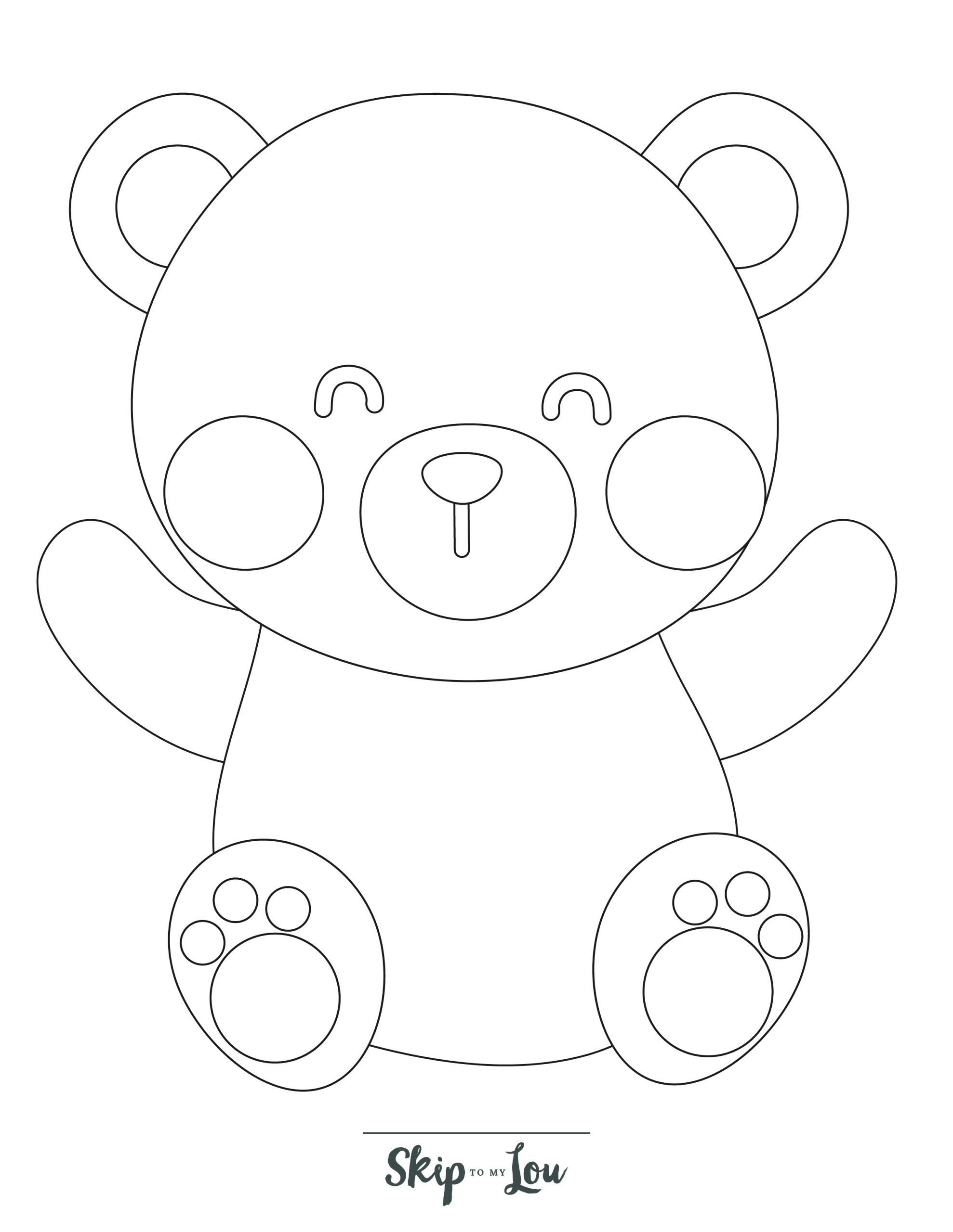 Preschool Coloring Page 11 - Simple line drawing of a teddybear