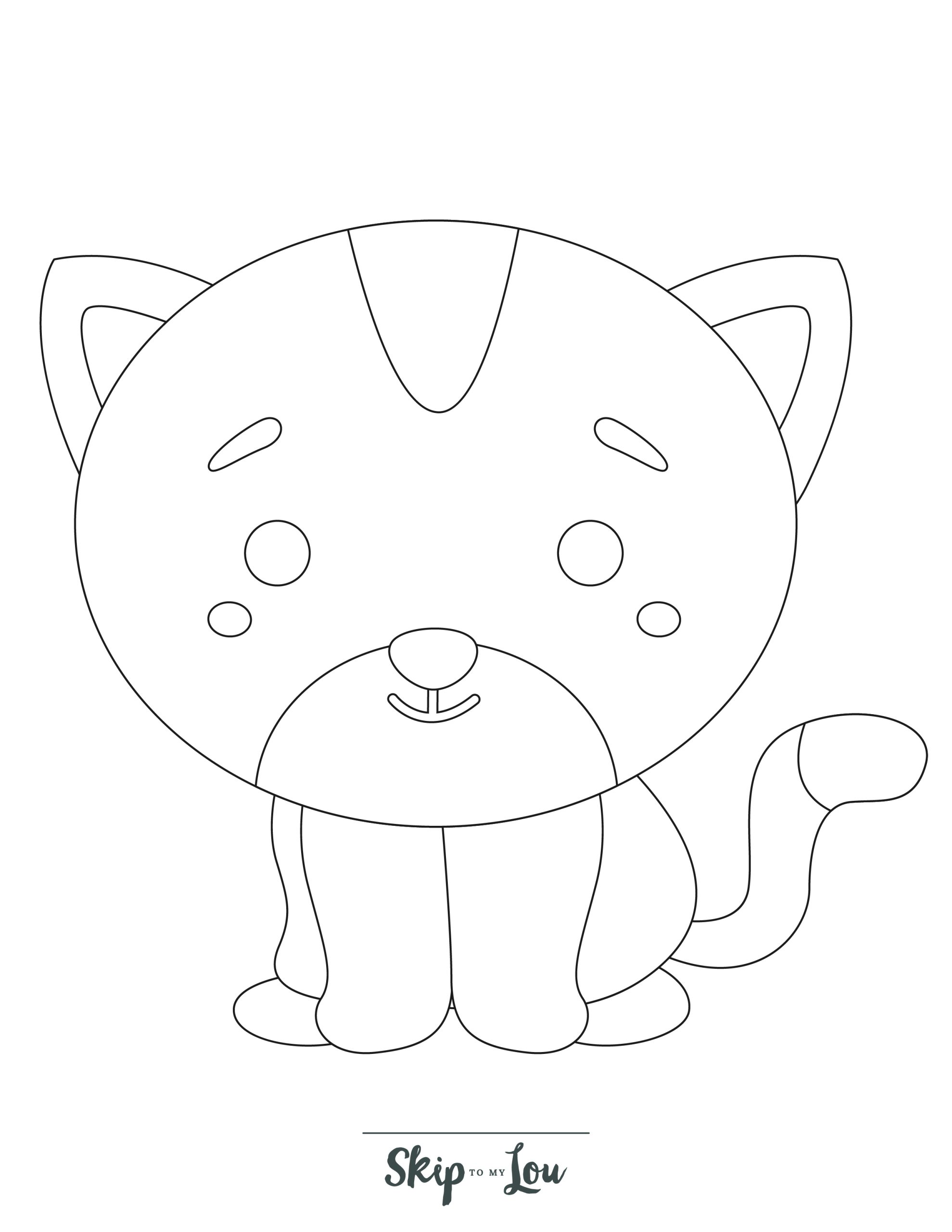 Preschool Coloring Page 3 - Simple line drawing of a cat 
