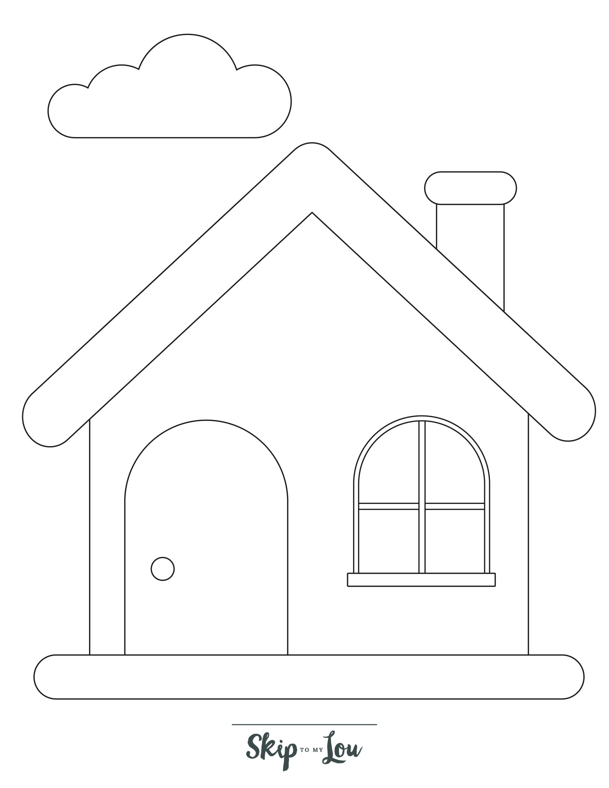 Preschool Coloring Page 6 - Simple line drawing of a house 