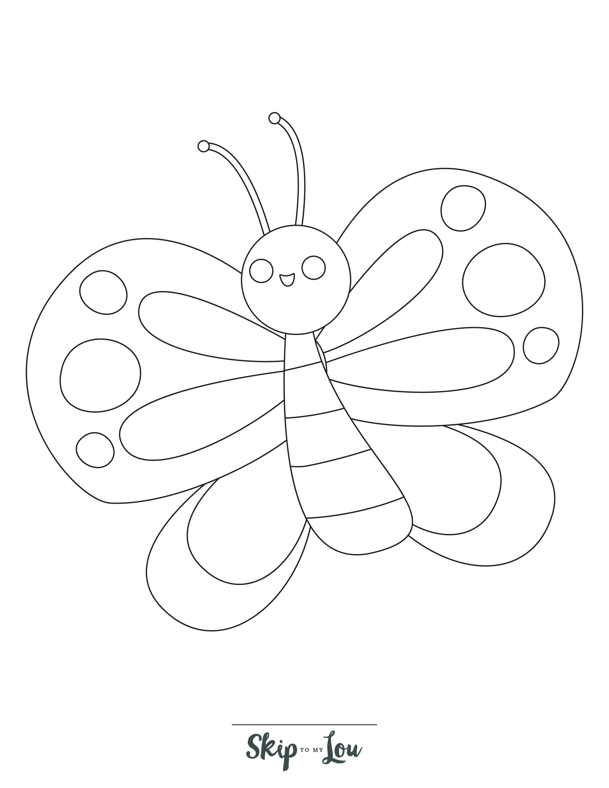 Preschool Coloring Page 9 - Simple line drawing of a butterfly 