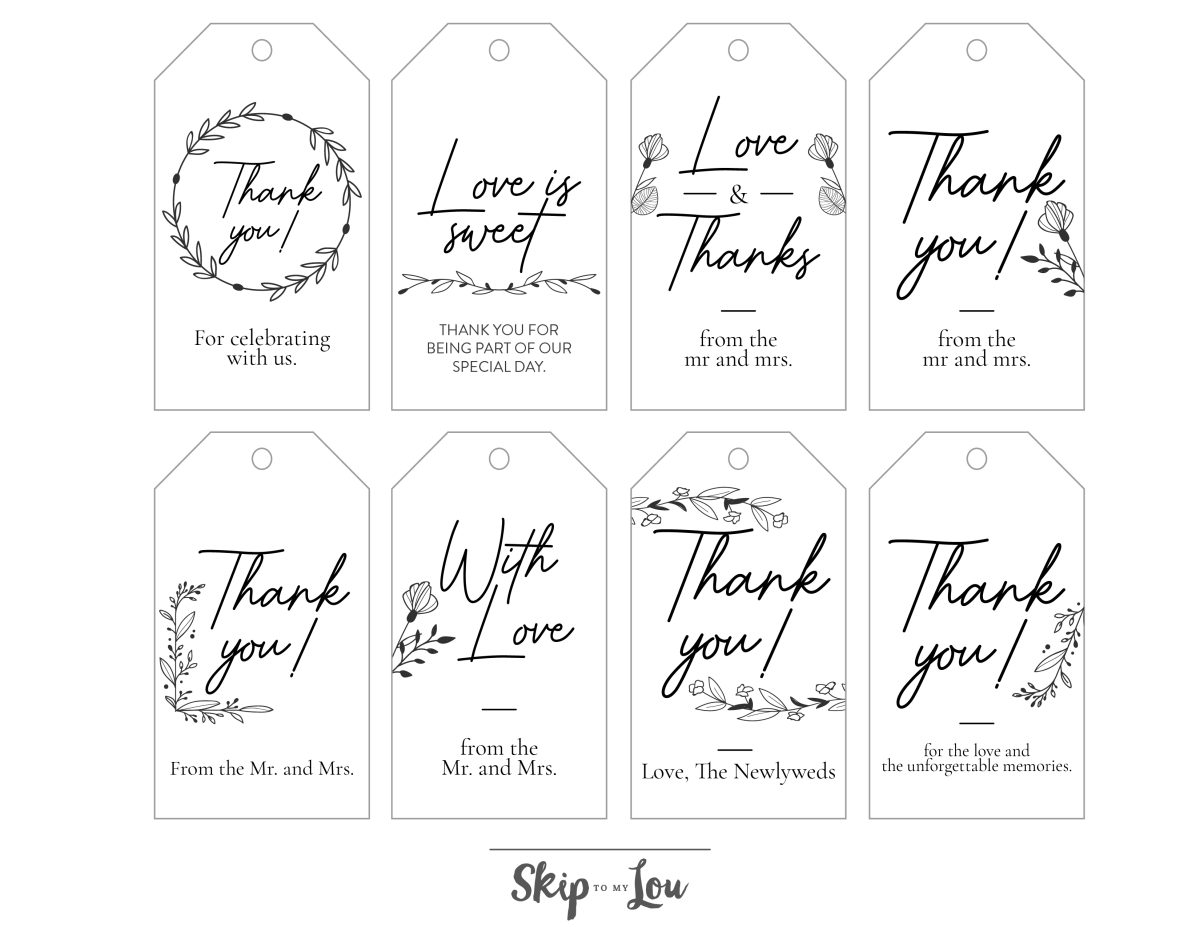 Printable wedding tags to put on wedding favor gifts