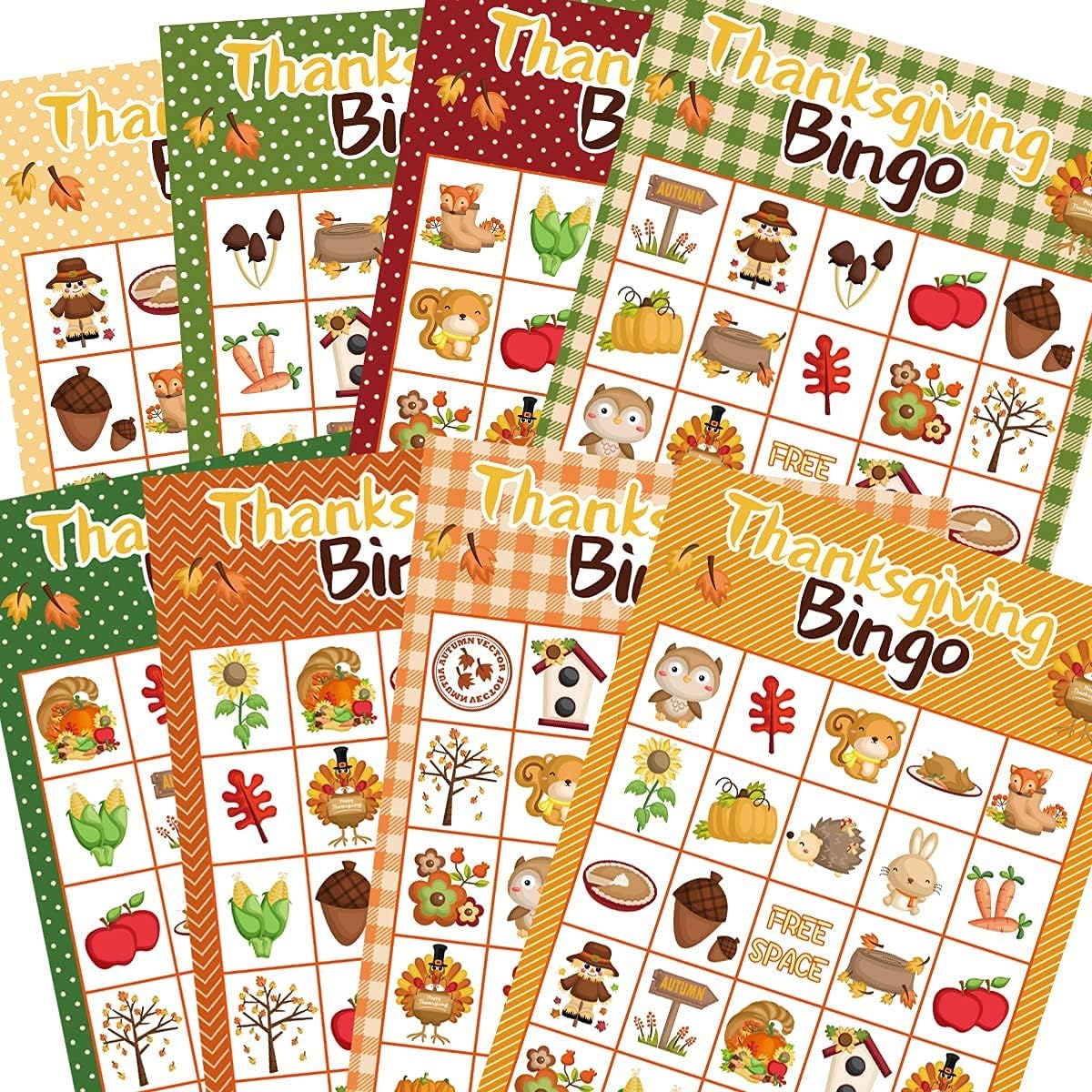 Set of printable Thanksgiving bingo