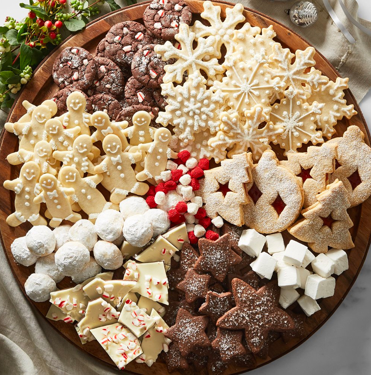 Williams Sonoma's cookie board is filled with cookies and sweet treats.
