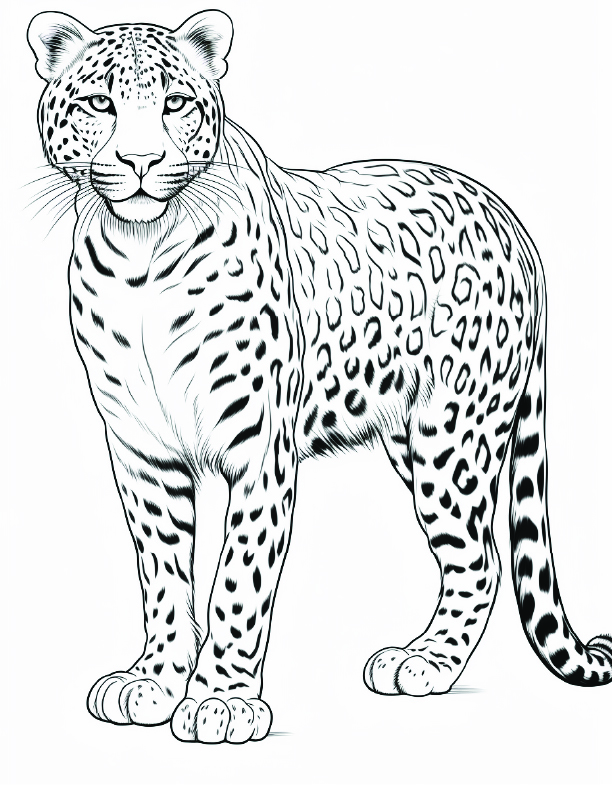 Skip to my Lou - Cheetah Coloring Pages - Line drawing of a cheetah ready to color!