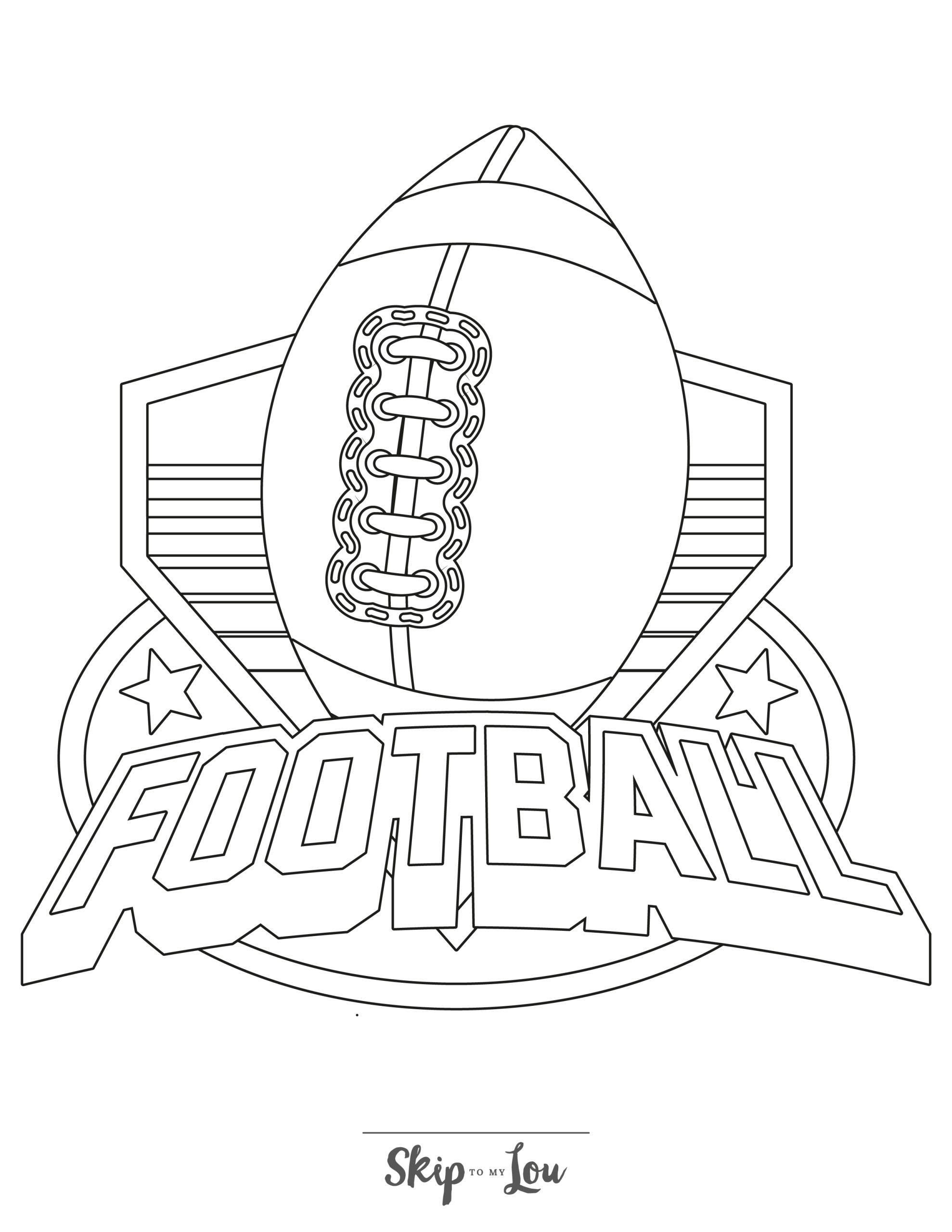 Football Coloring Page 12 - Line drawing of a super bowl championship logo
