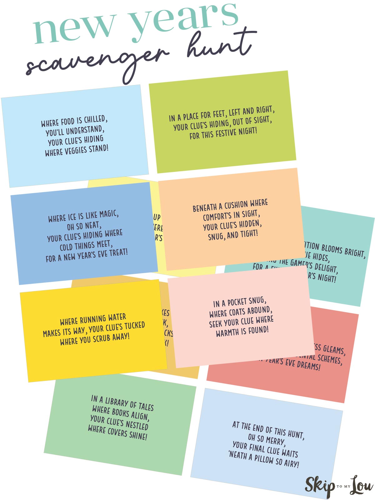 free printable new years eve scavenger hunt cards