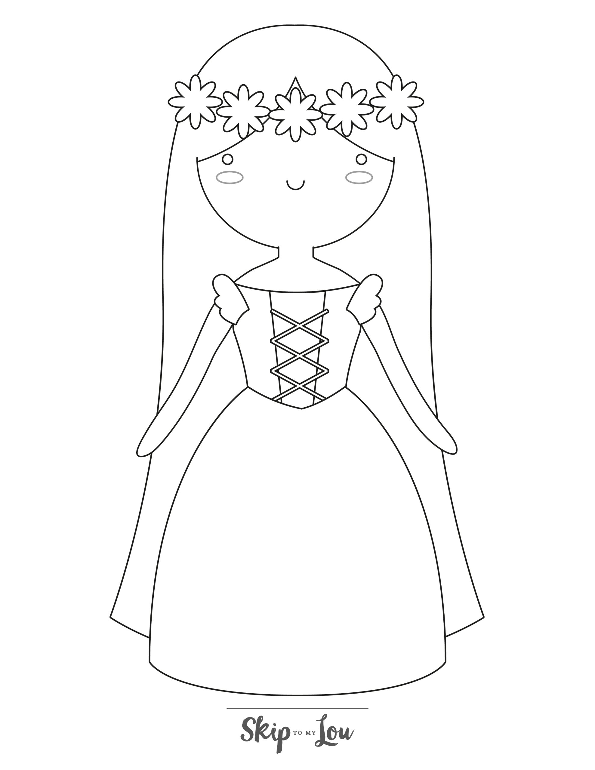 Rapunzel Coloring Page 8 - Simple line drawing of Rapunzel