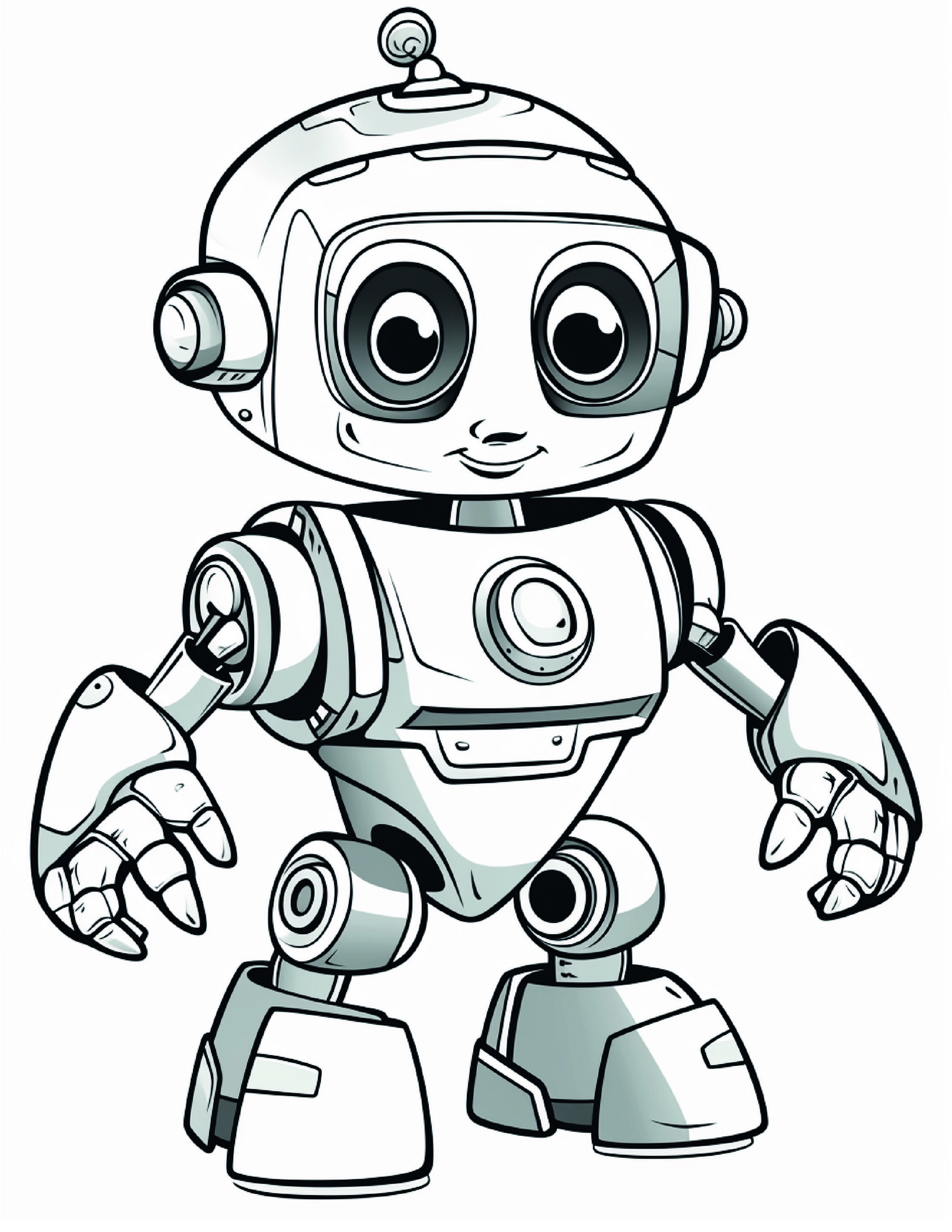 Robot Coloring Page 6 - A line drawing of a super robot. 