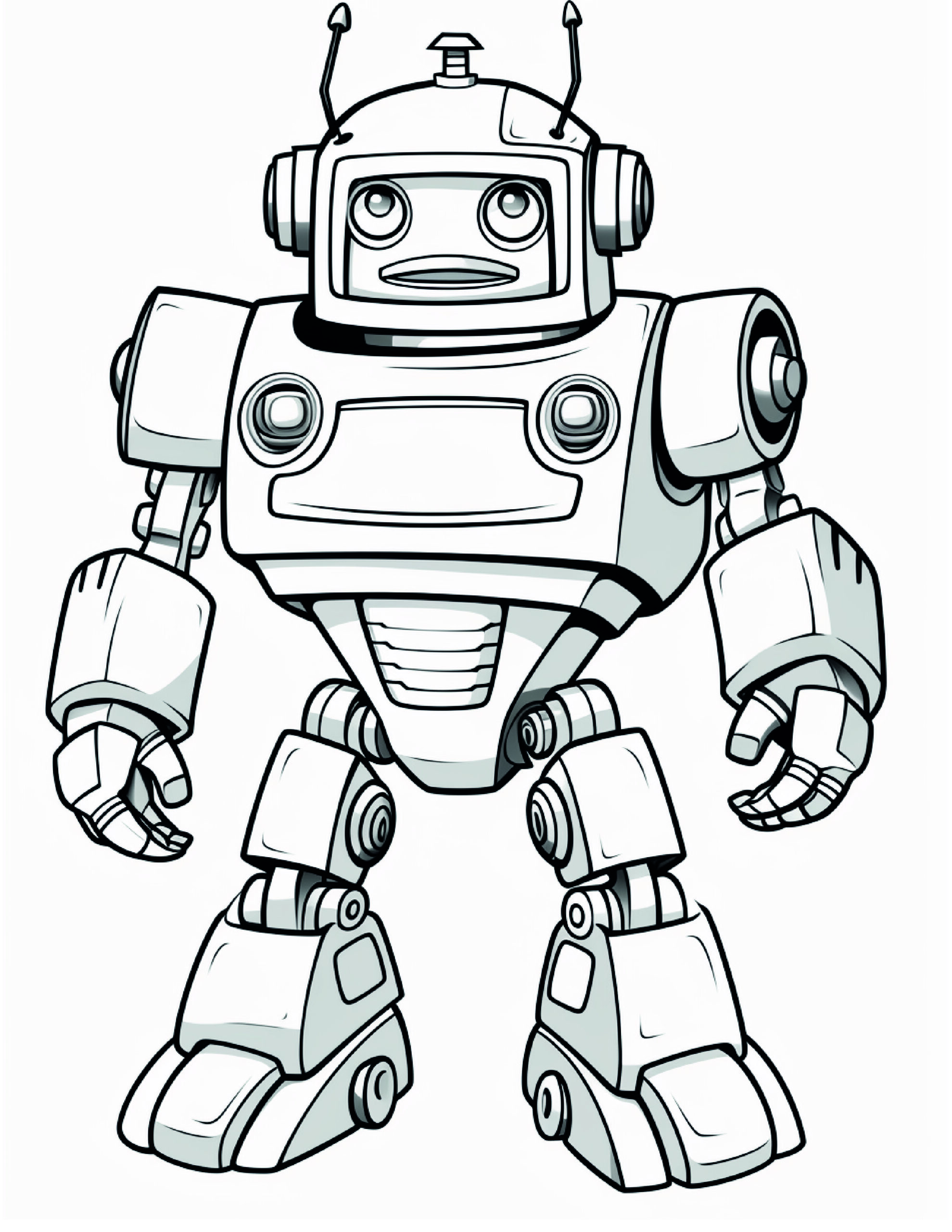 Robot Coloring Page 16 - A line drawing of a tall robot. 