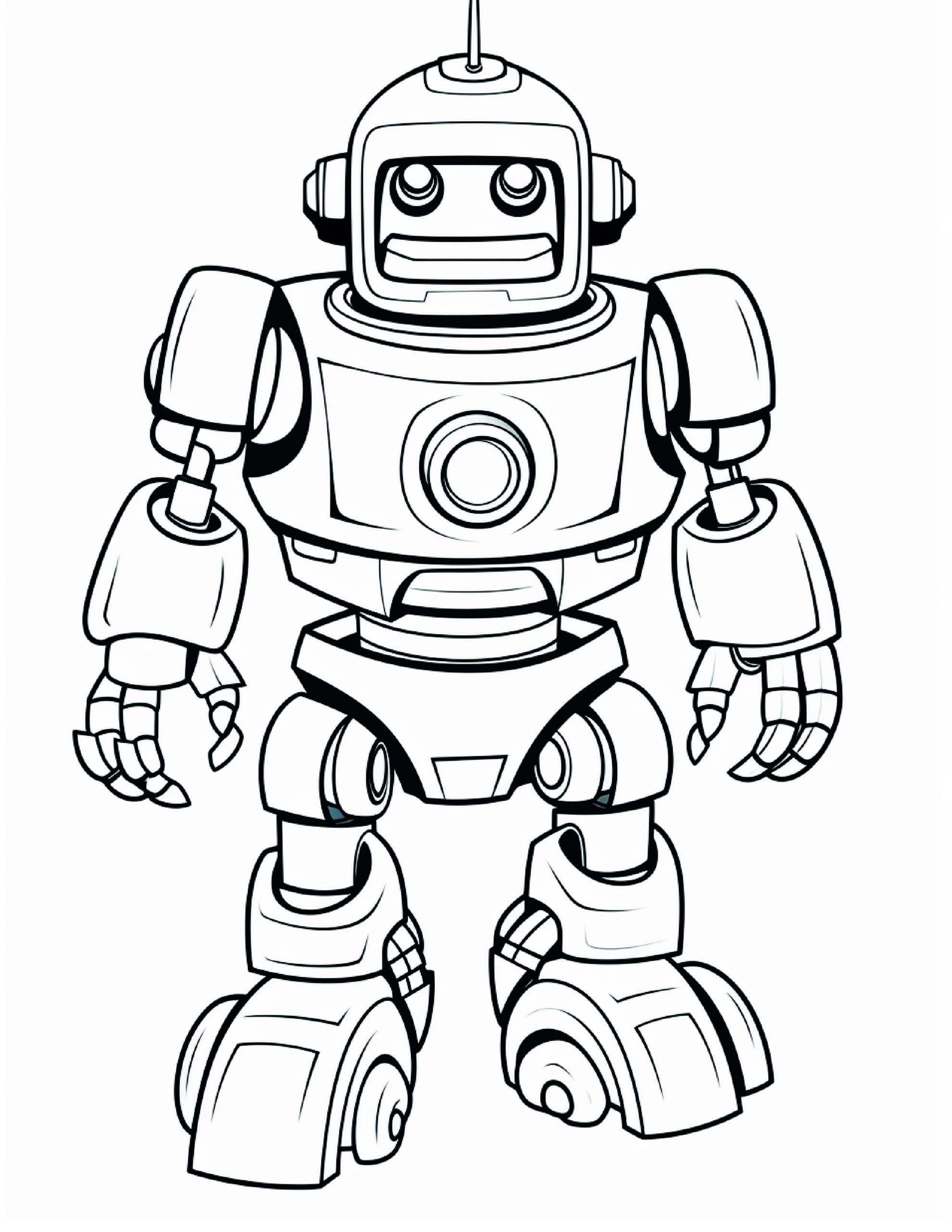 Robot Coloring Page 18 - A line drawing of an amazing robot. 