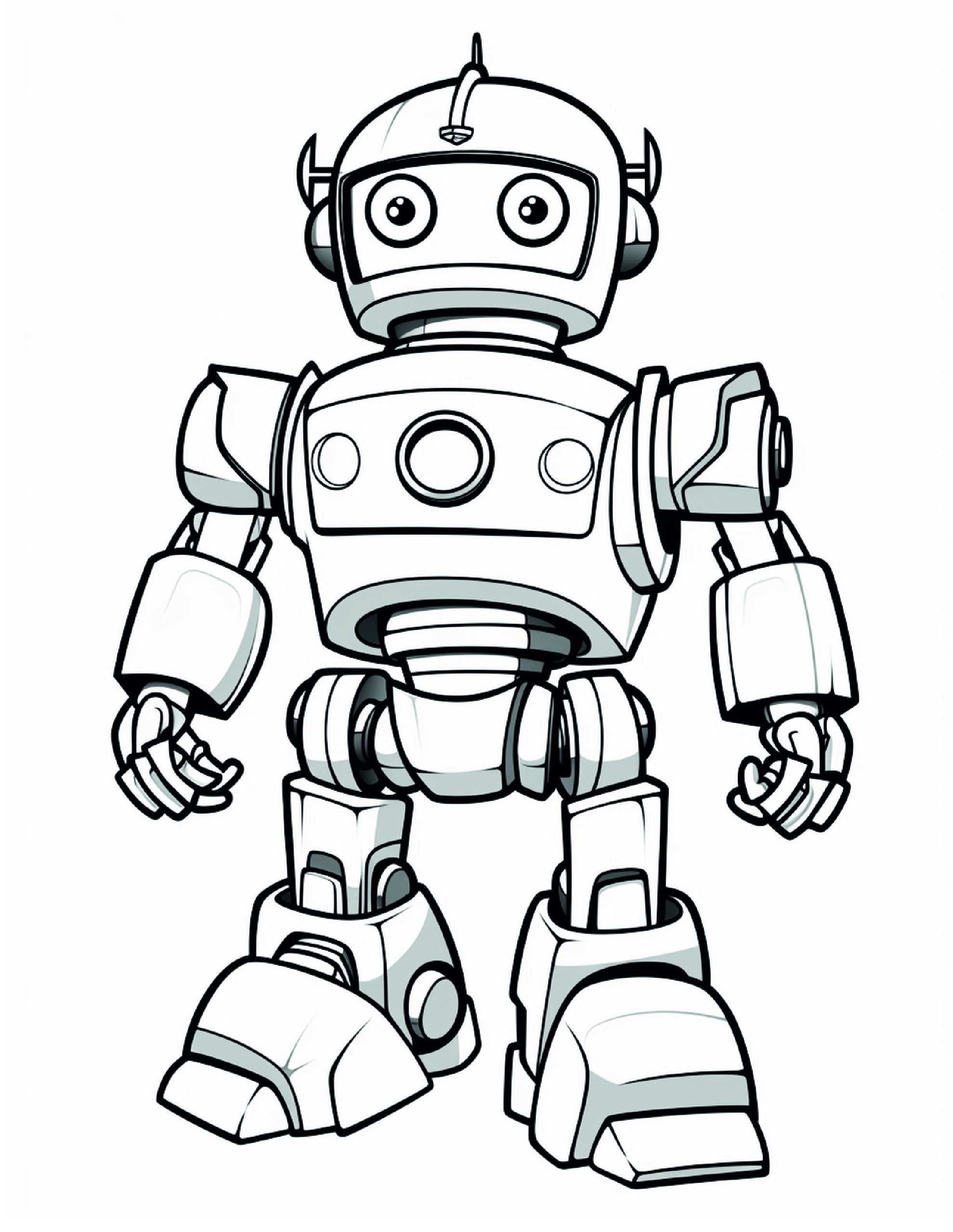 Robot Coloring Page 19 - A line drawing of a useful robot. 