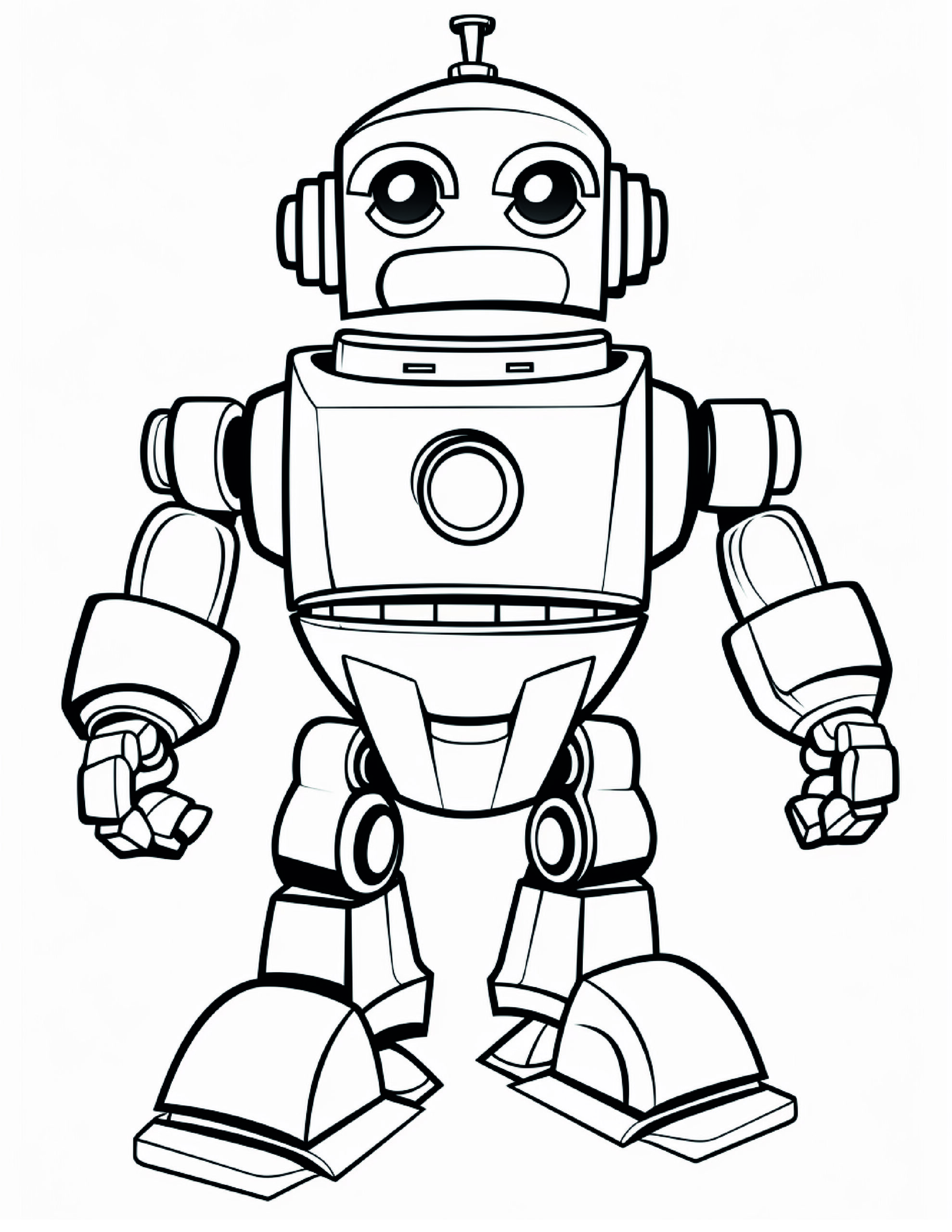 Robot Coloring Page 20 - A line drawing of an intelligent robot. 