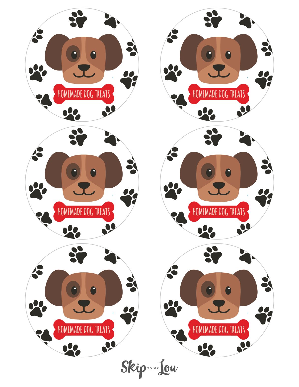 Homemade dog treats label for printing, by Skip to my Lou.