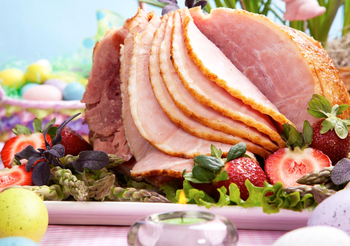 holiday ham on platter