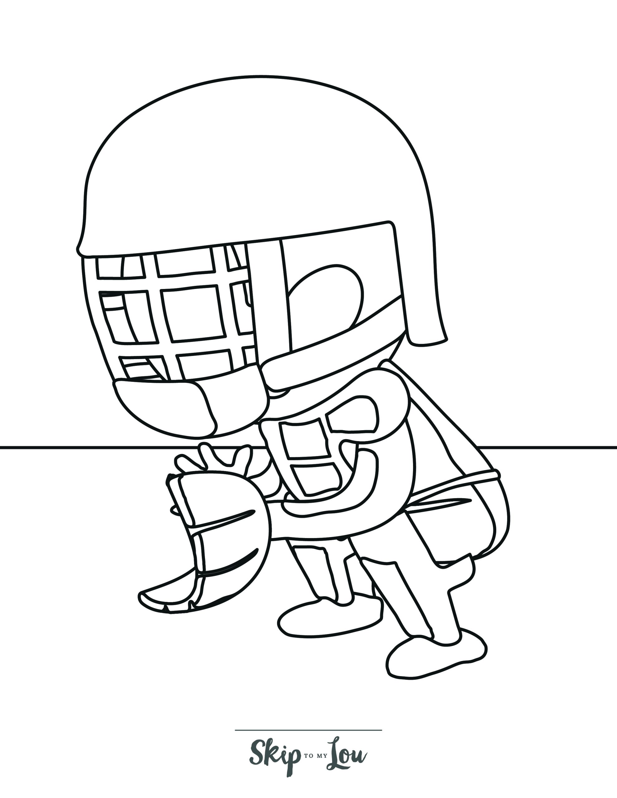 Baseball Coloring Page 4 - A line drawing of a baseball catcher ready to catch the ball.