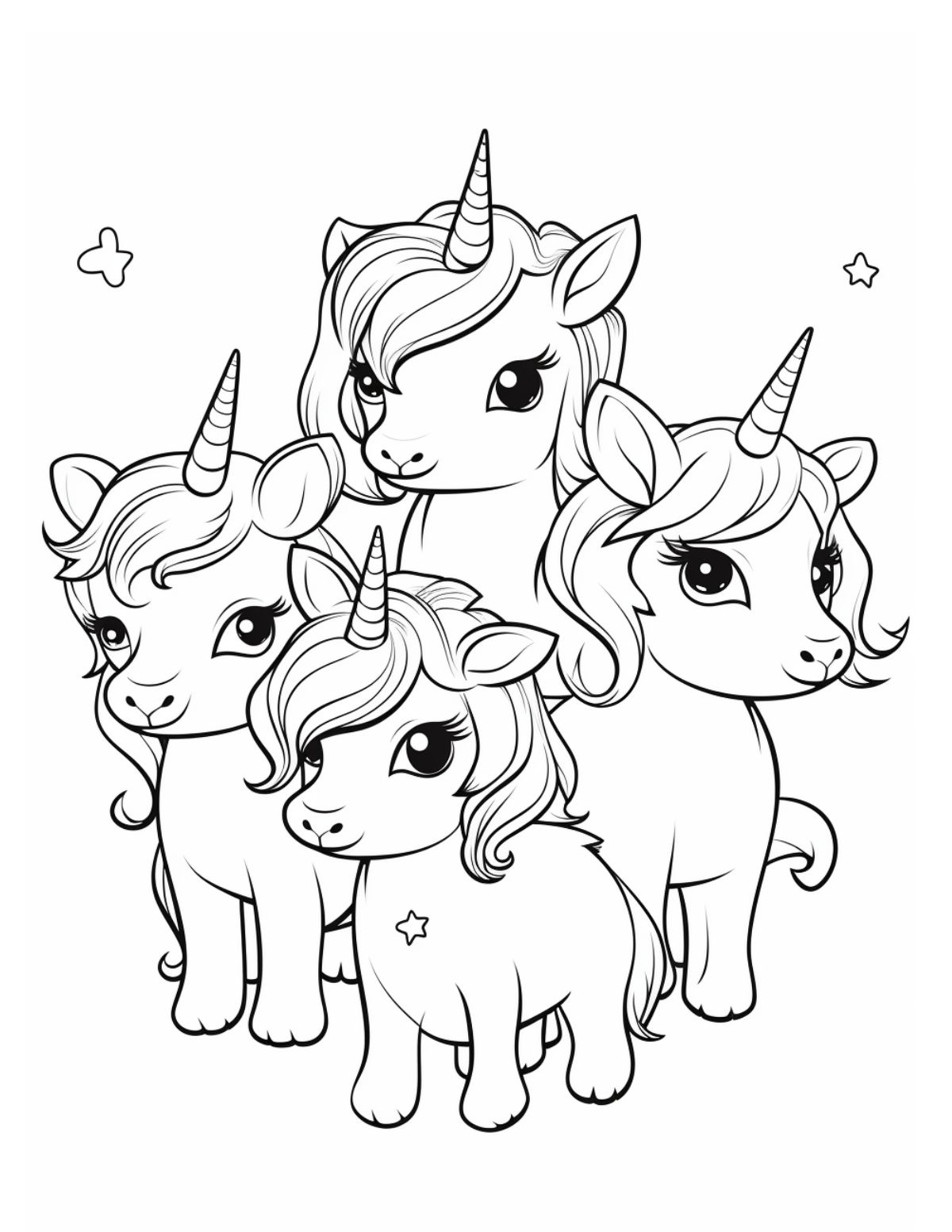 four baby unicorns