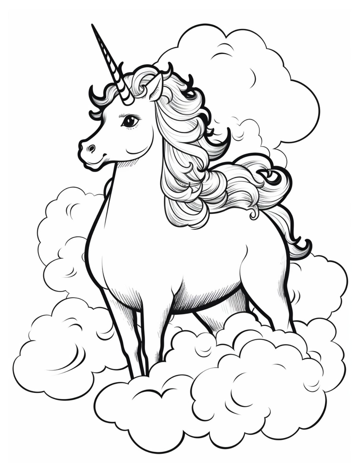 unicorn standing in clouds