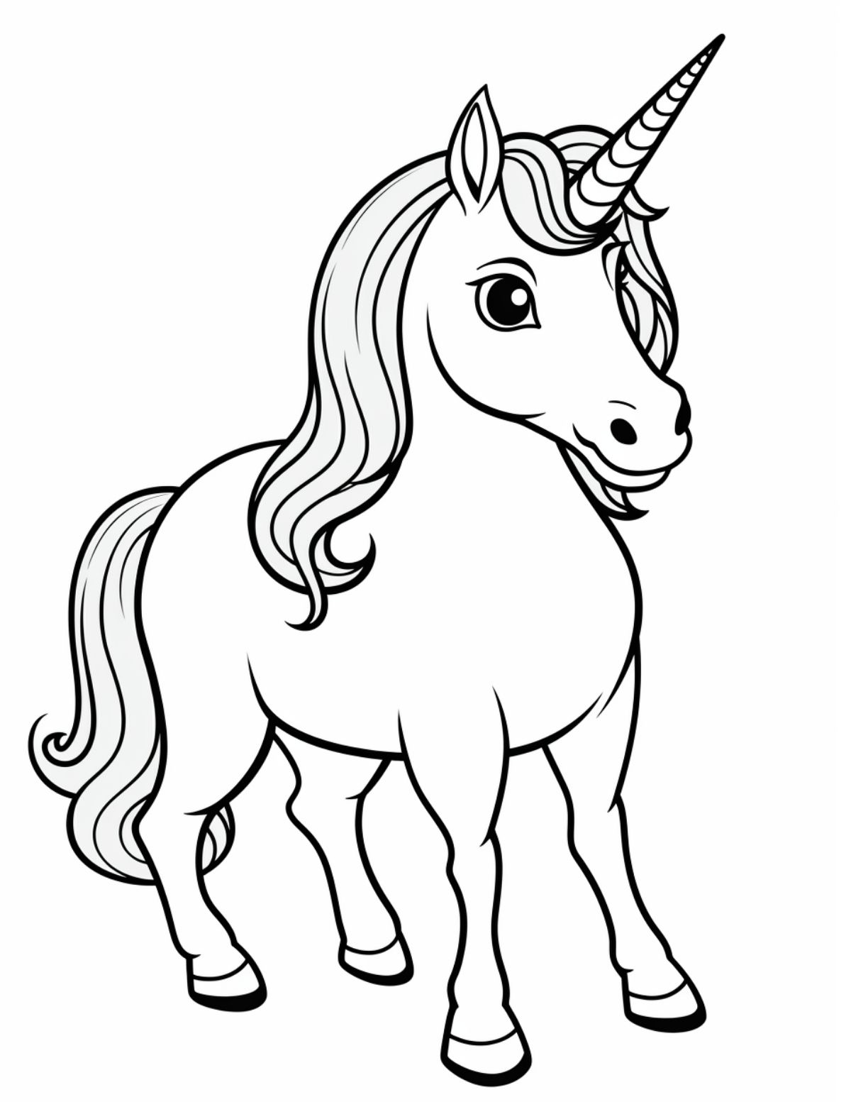 simple standing unicorn line drawing