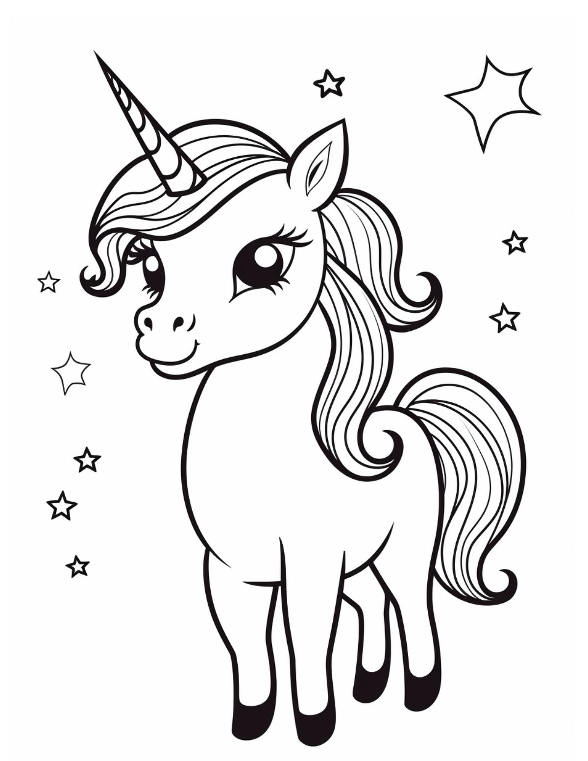 cartoon unicorn coloring page