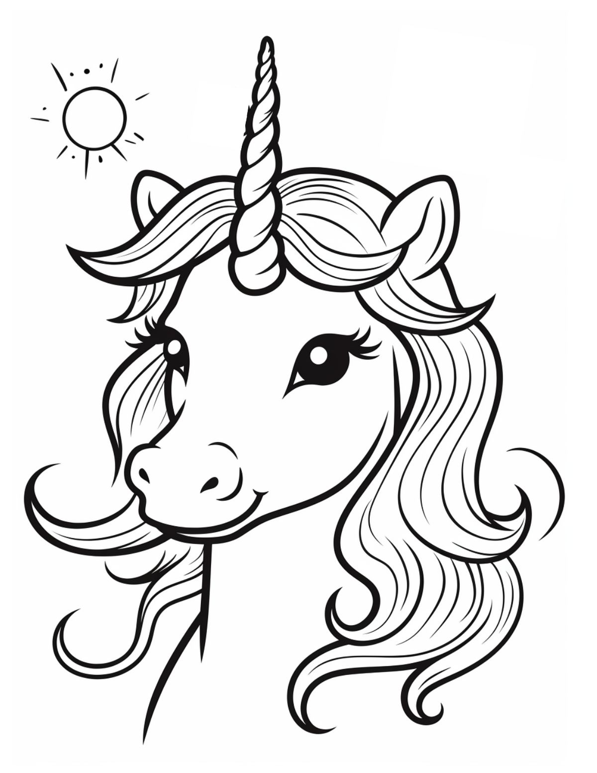 unicorn head with sun in backgroung
