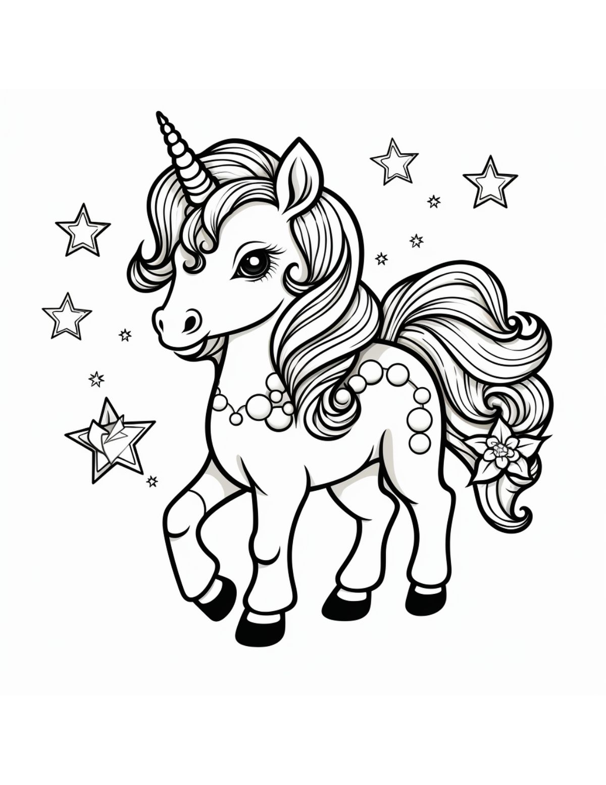 cute unicorn wearing necklace