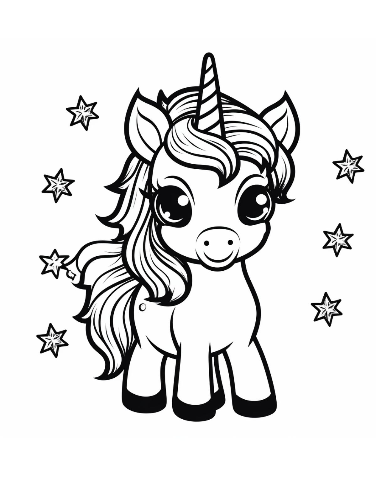 cute unicorn with stars around background