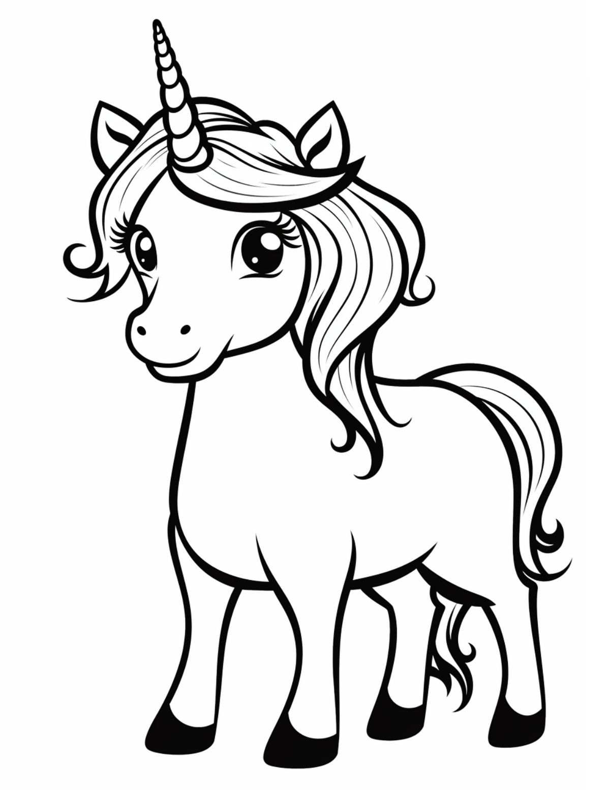 standing cartoon unicorn