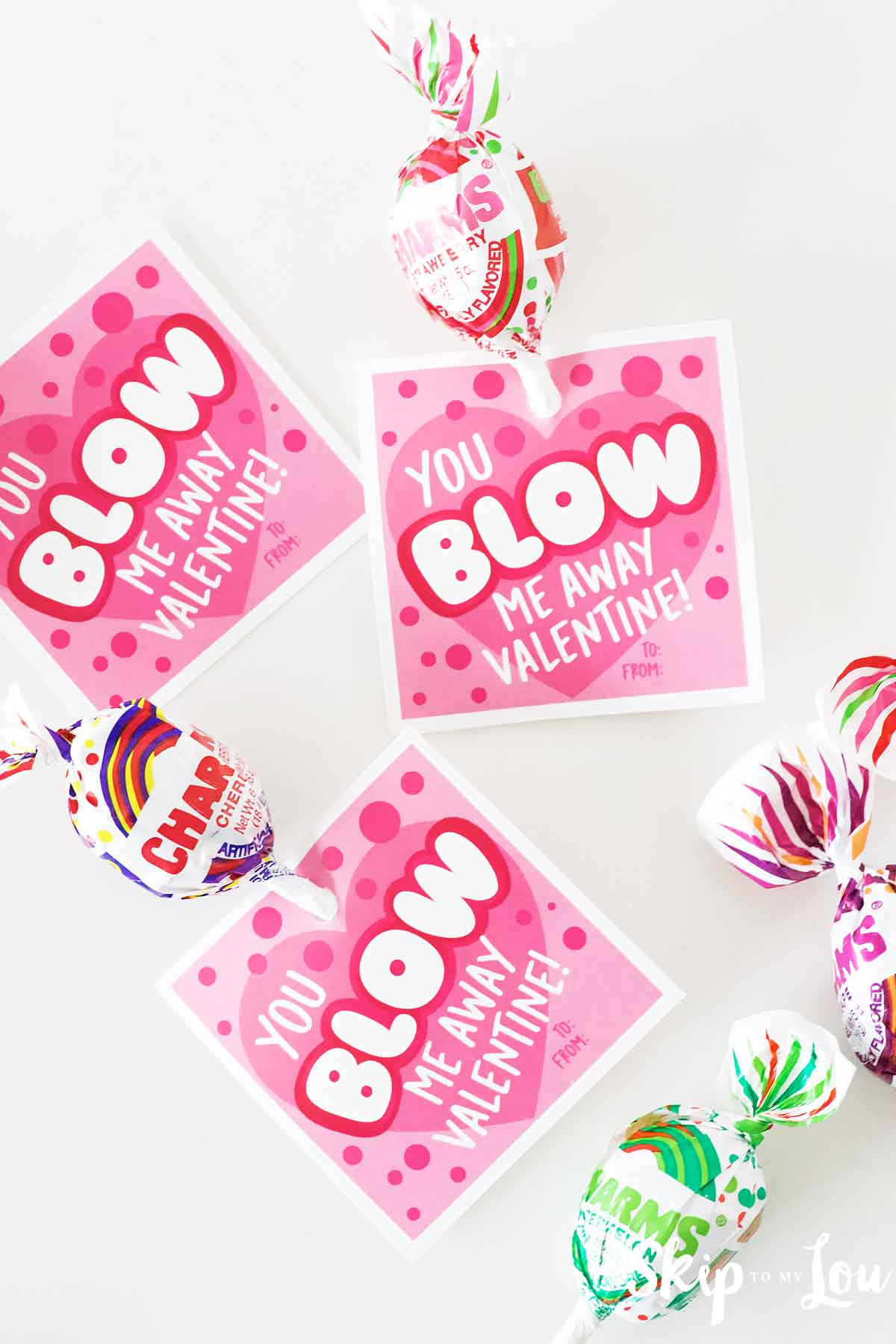 blow pops with tag that says you blow me away valentine
