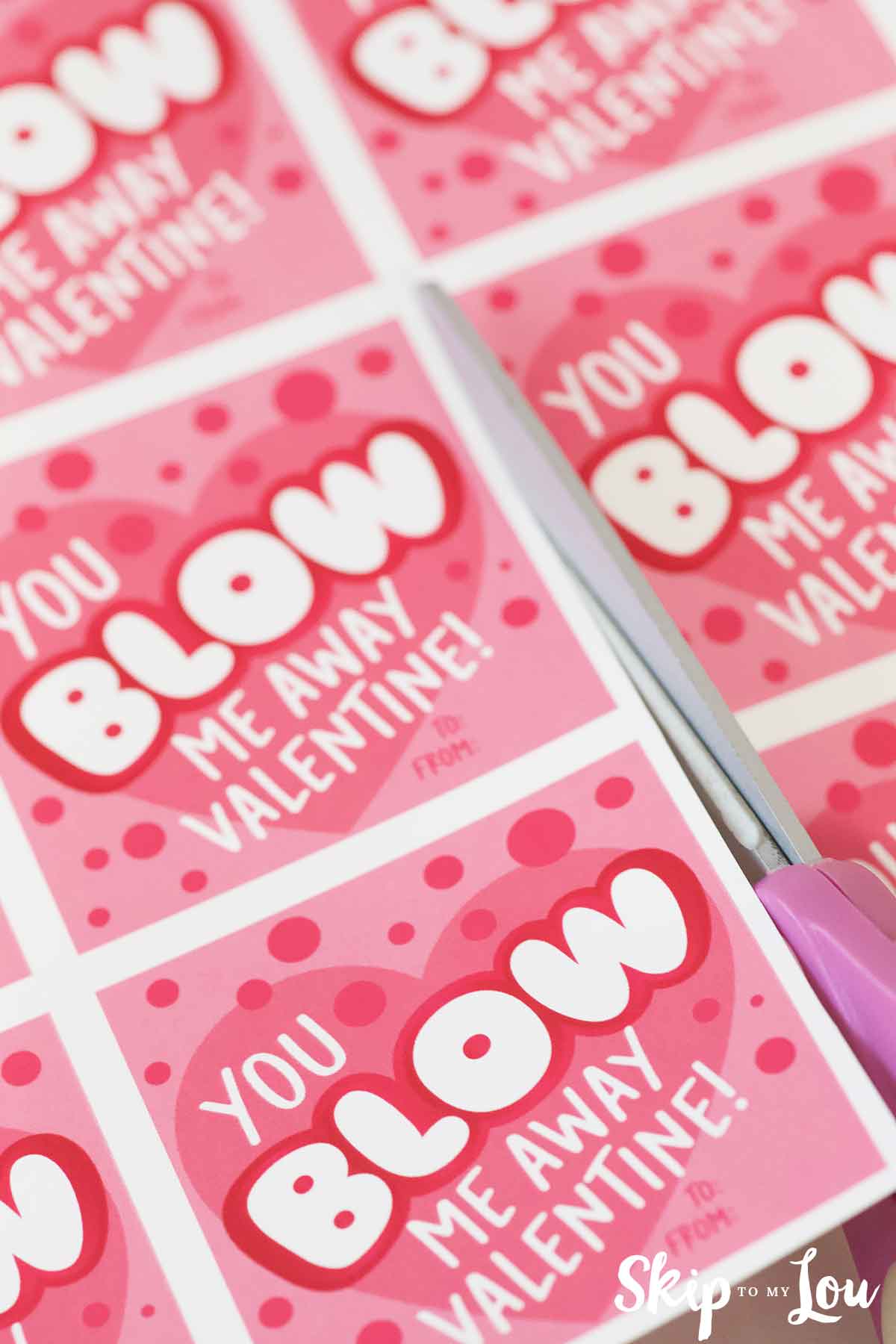 cutting apart blow pop valentines