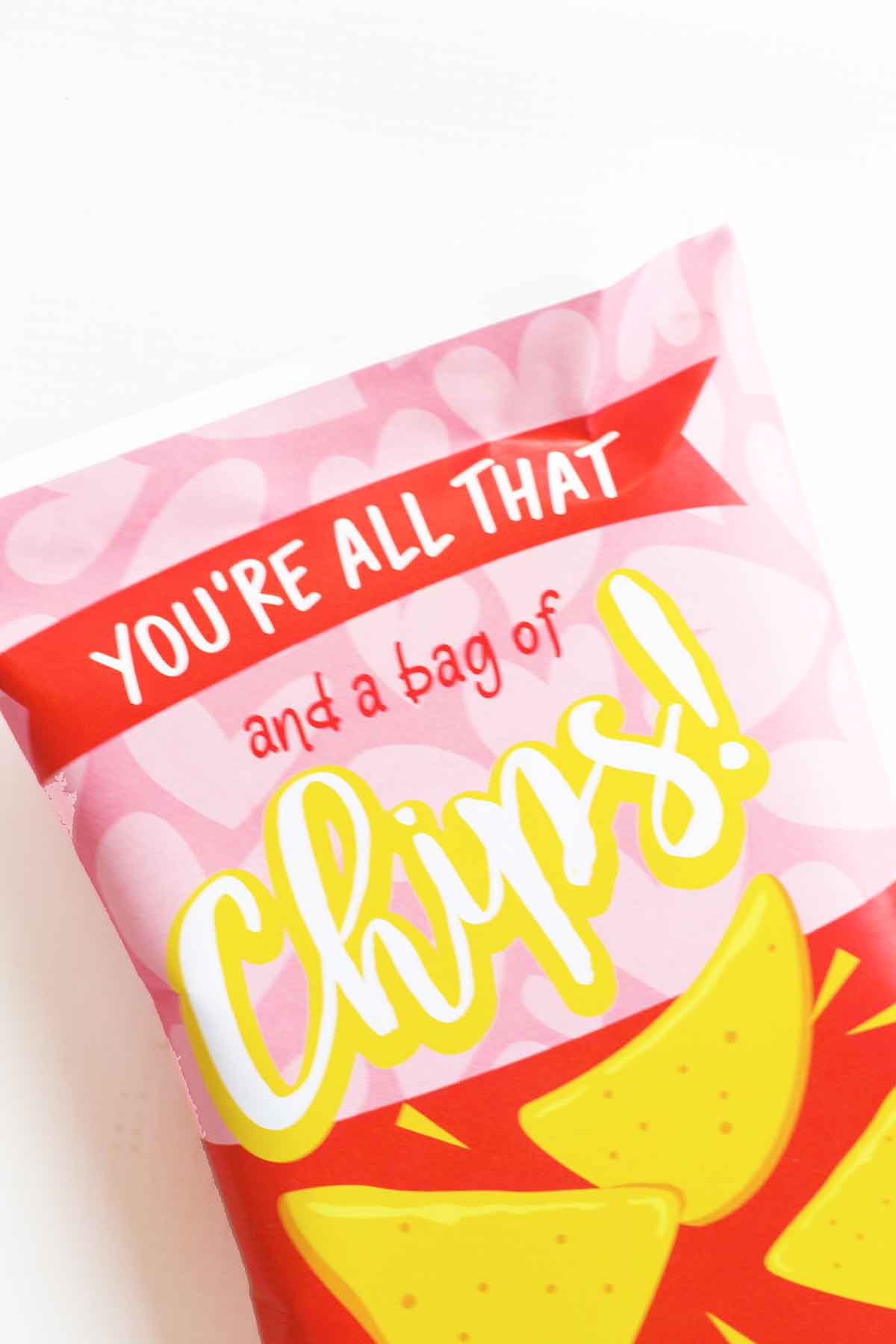 glue ends of valentine chip bag
