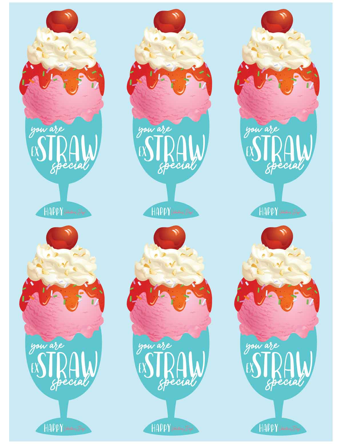 free printable exSTRAW speical valentine six on the page