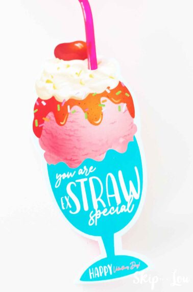 cut out sundae glass with heart straw