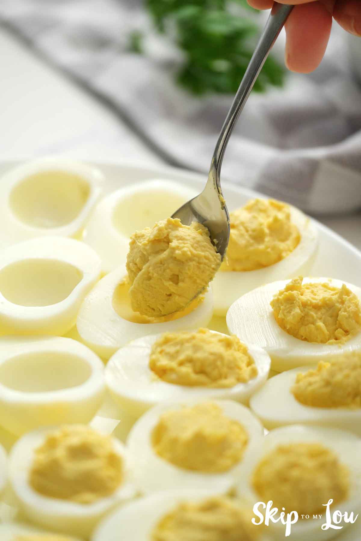 fill boiled eggs with deviled egg filling