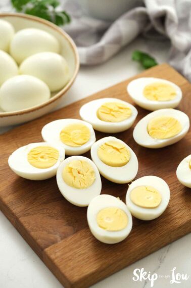 hard boiled eggs cut in half