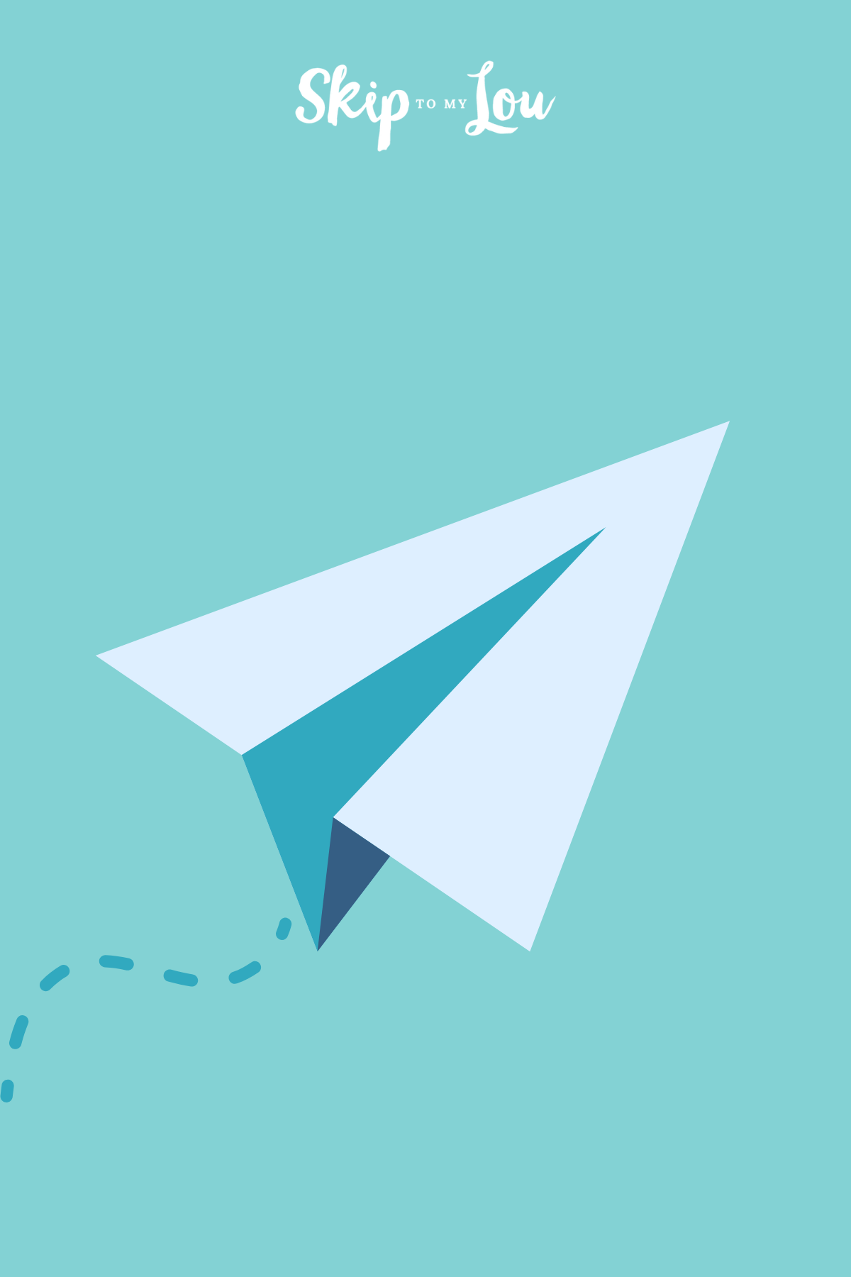 Image shows a drawing of a paper plane on top of a blue background.