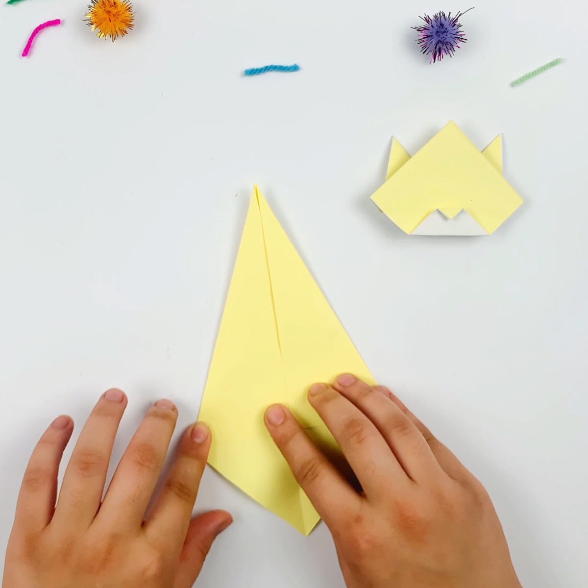 The shape is that of a kite once both sides are done.