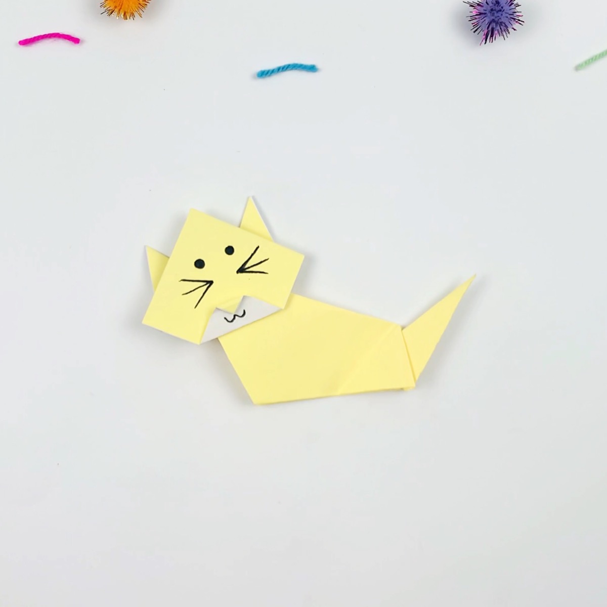 The finished product - a perfect origami cat.