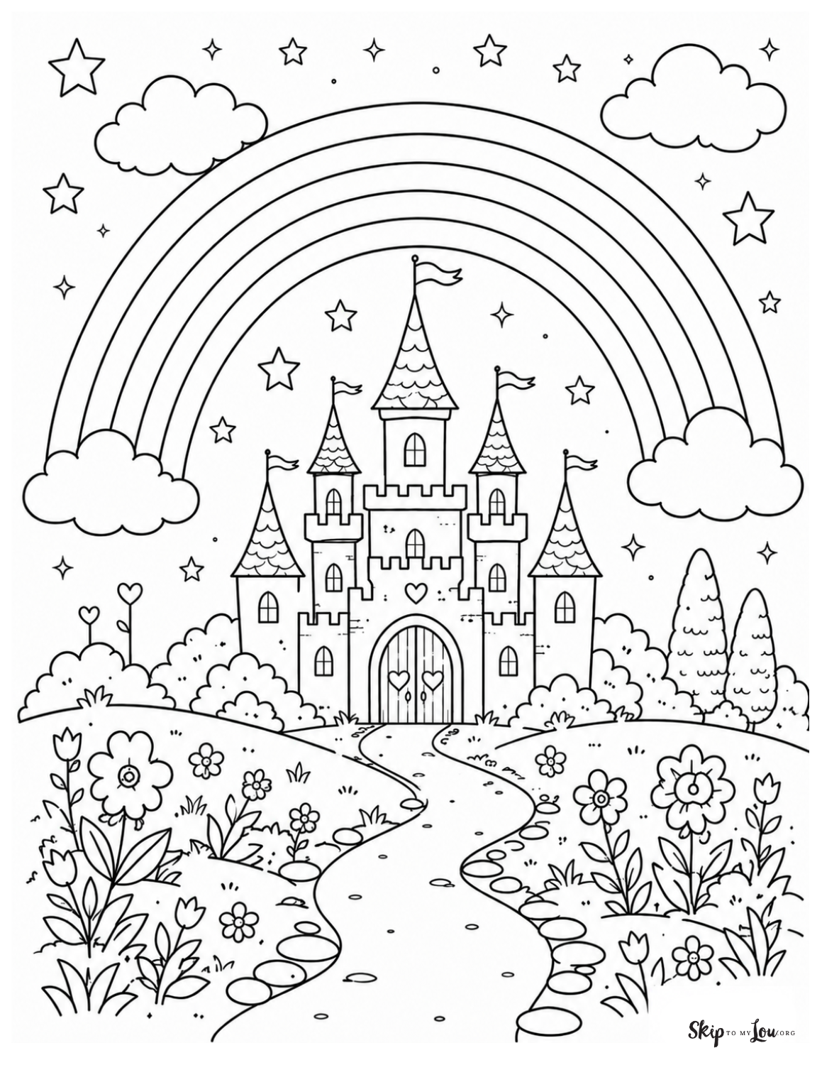 castle with rainbow