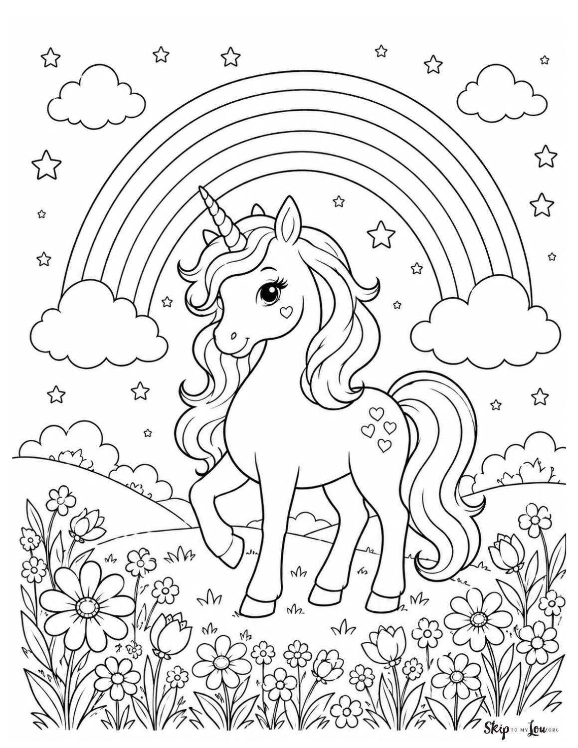 cute unicorn with rainbow