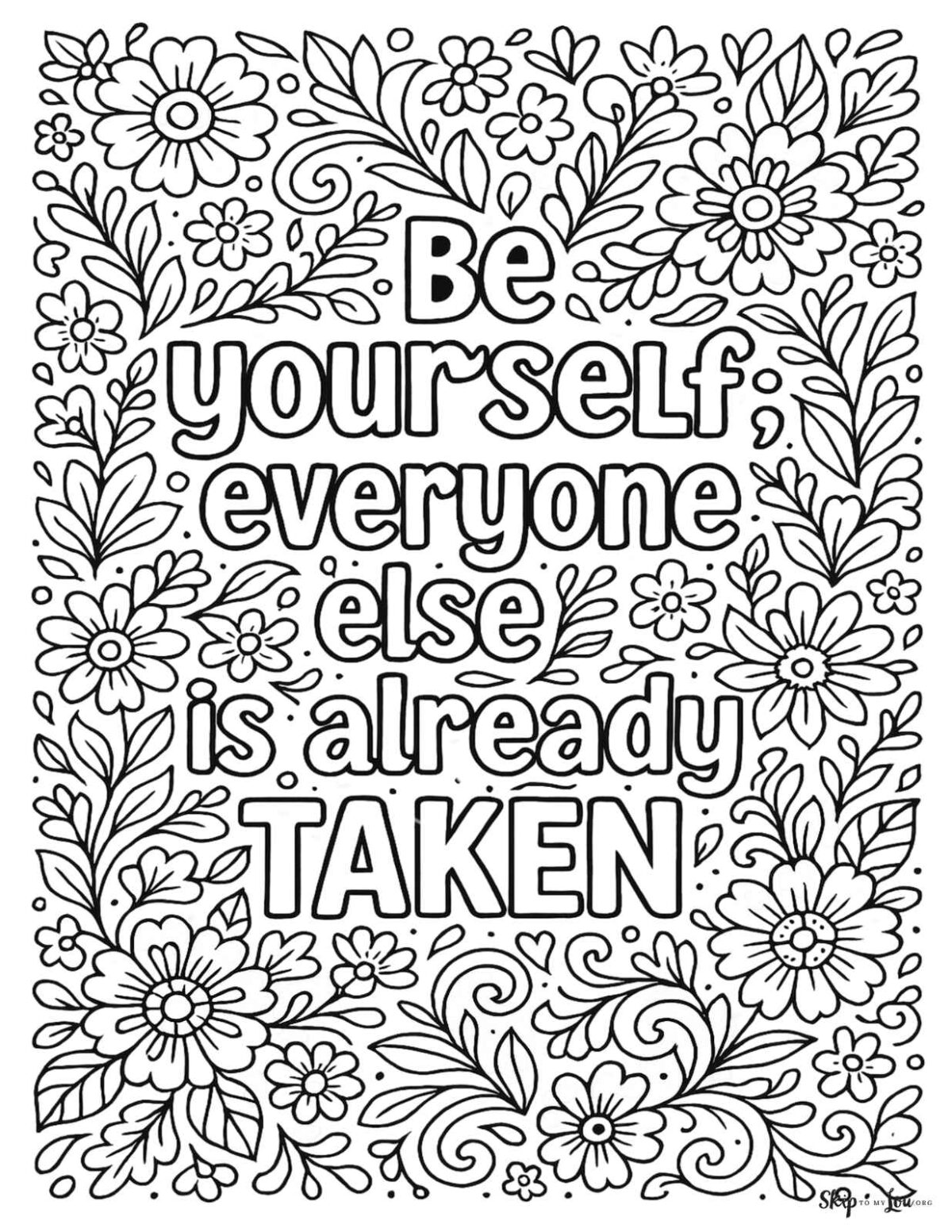 be yourself quote coloring page
