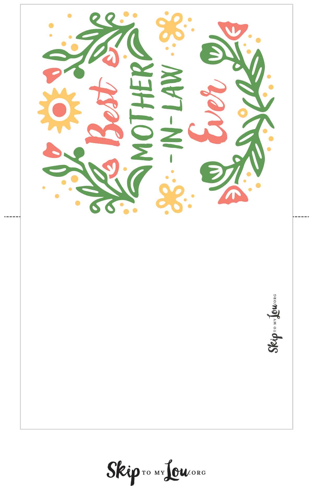 free printable card for mother in law bright with flowers